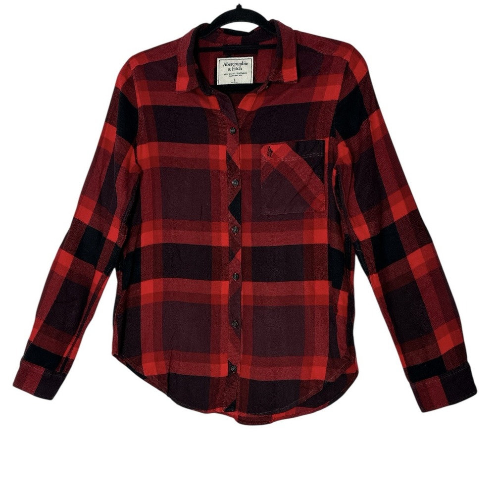 Abercrombie &‎ Fitch Flannel Shirt Top Women's Large Button Down Long Sleeve